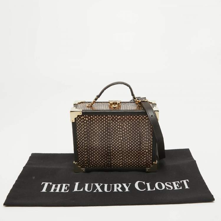 Pre Owned Aspinal Of London Dark Brown Watersnake Leather Trunk Top Handle Bag