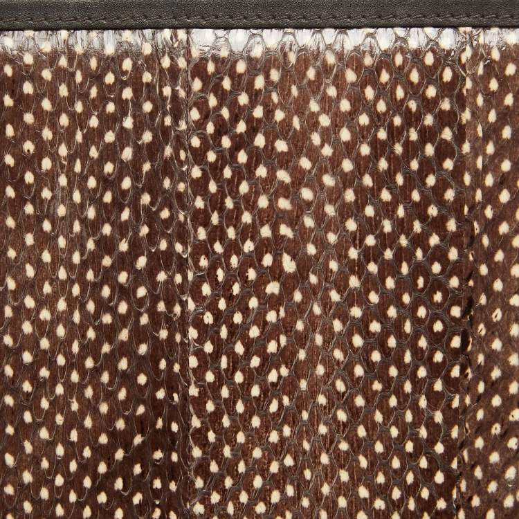 Pre Owned Aspinal Of London Dark Brown Watersnake Leather Trunk Top Handle Bag