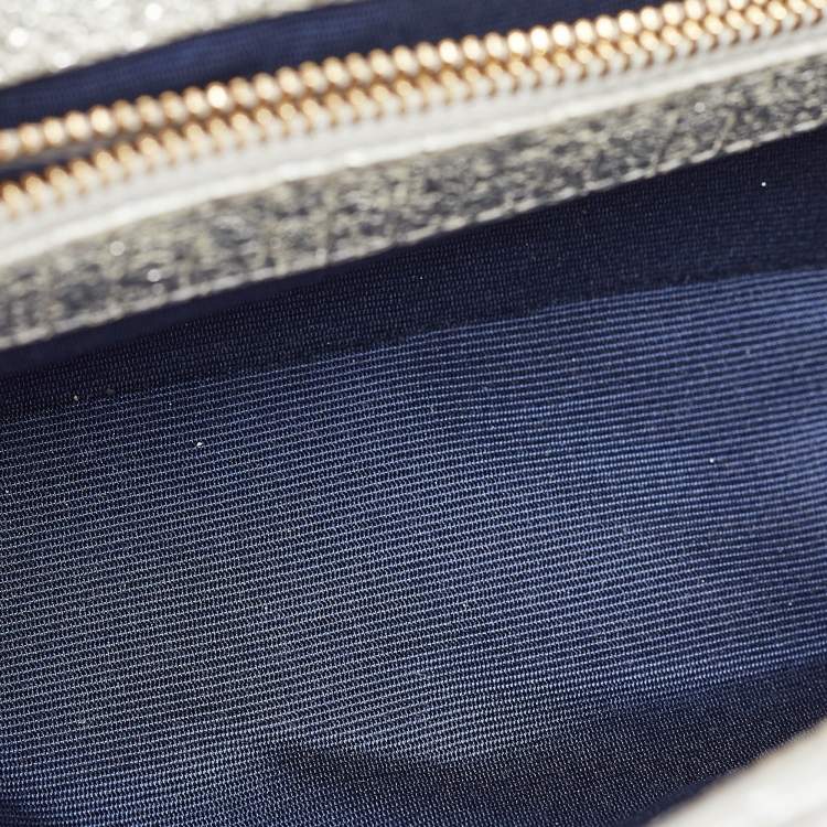 Pre Owned Aspinal Of London Silver Python Embossed Leather Small Lottie Shoulder Bag