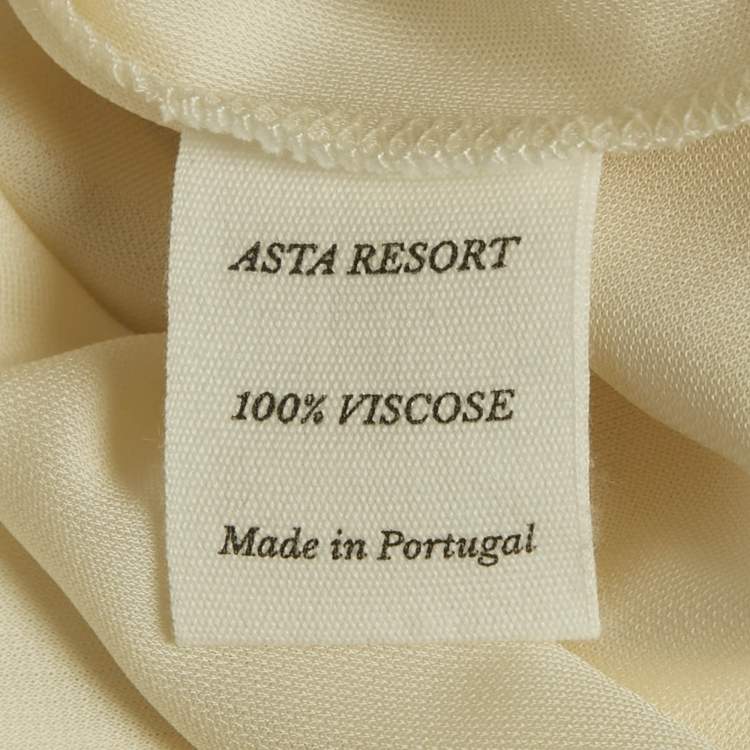 Pre Owned Asta Resort Off White Stretch Crepe Stella Maxi Dress S