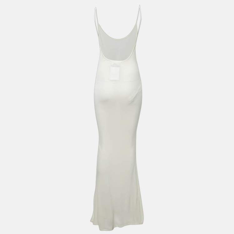 Pre Owned Asta Resort Off White Stretch Crepe Stella Maxi Dress S