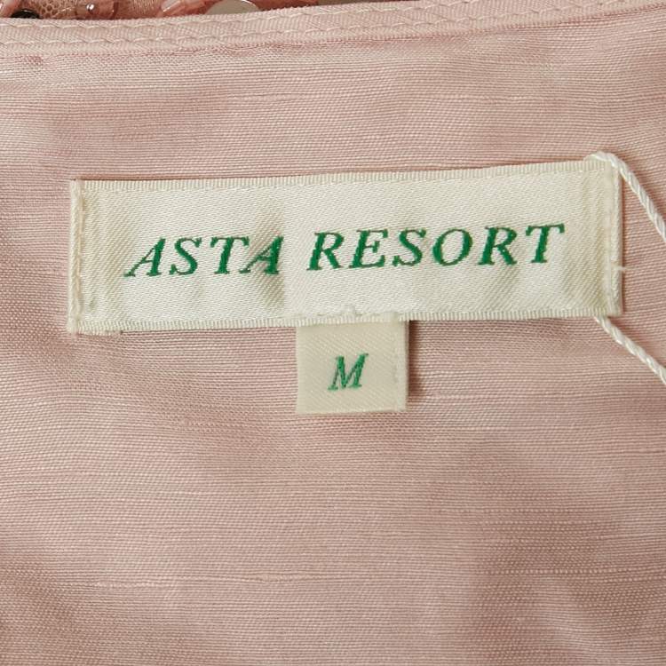 Pre Owned Asta Resort Pink Embellished Mesh Yasmin Mini Skirt M