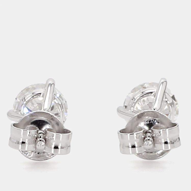 Pre Owned 1.00 cts Round Lab Grown Diamond 14k White Gold 3 Prong Martini Studs