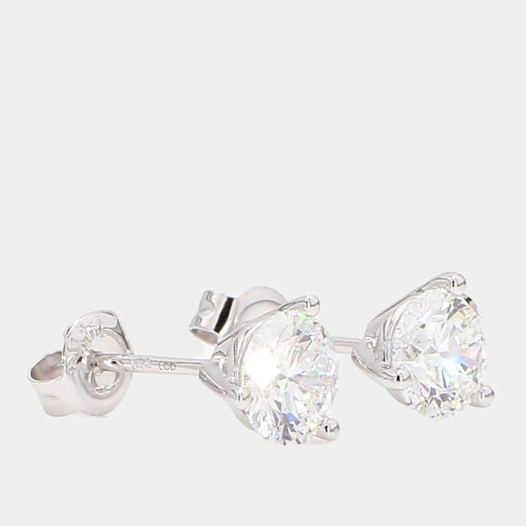 Pre Owned 1.50 cts Round Lab Grown Diamond 14k White Gold 3 Prong Martini Studs