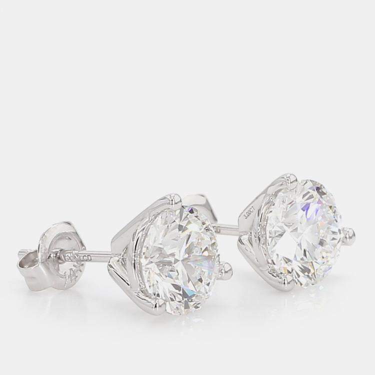 Pre Owned 3.00 cts Round Lab Grown Diamond 14k White Gold 3 Prong Martini Studs