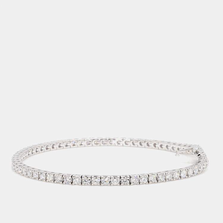 Pre Owned 3.10 cts Round Lab Grown Diamond 14k White Gold Classic Tennis Bracelet