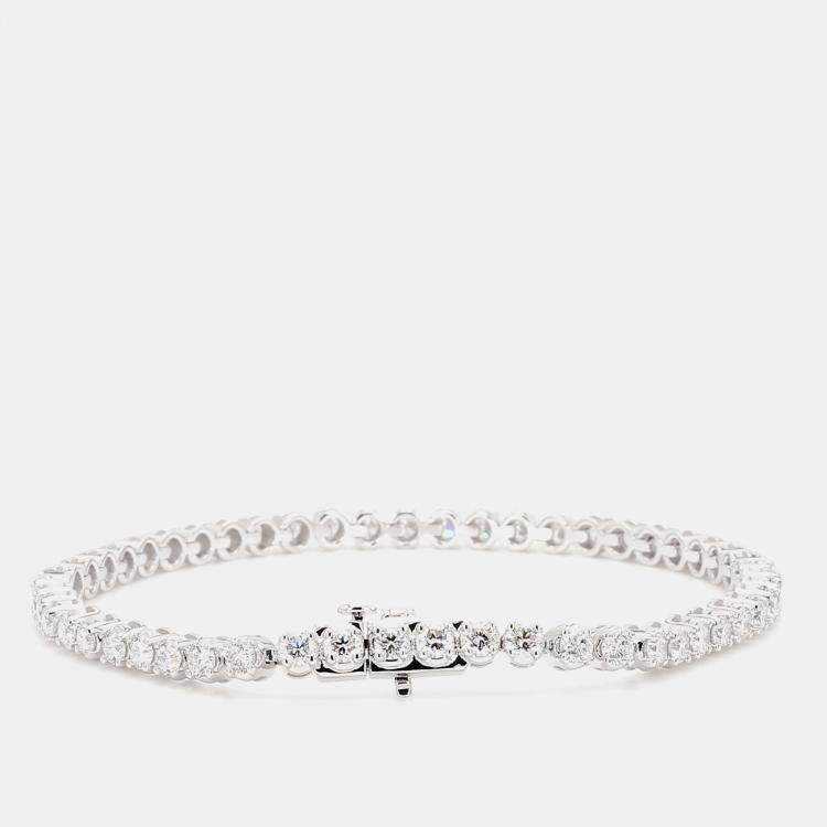 Pre Owned 4.05 cts Round Lab Grown Diamond 14k White Gold Luxe Tennis Bracelet