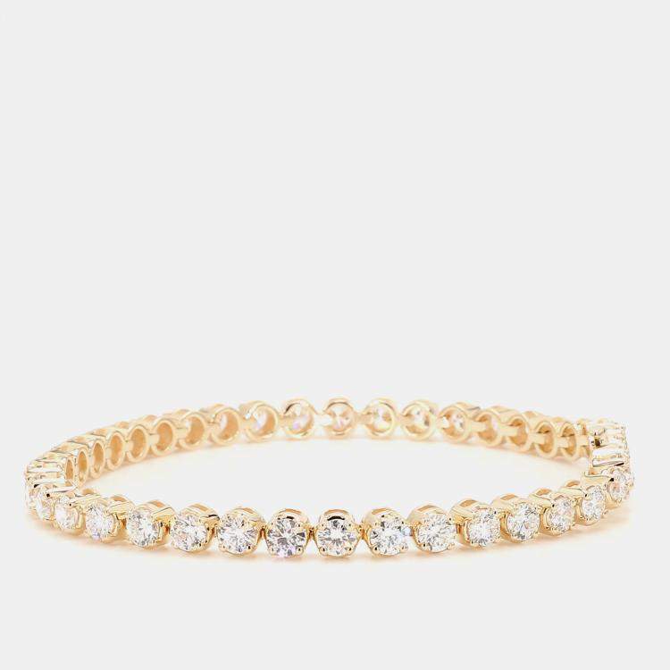Pre Owned 7.05 cts Round Lab Grown Diamond 14k Yellow Gold Luxe Tennis Bracelet