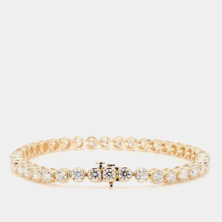 Pre Owned 7.05 cts Round Lab Grown Diamond 14k Yellow Gold Luxe Tennis Bracelet