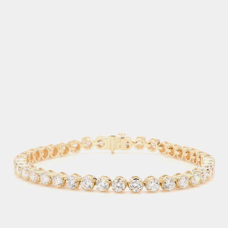Pre Owned 7.05 cts Round Lab Grown Diamond 14k Yellow Gold Luxe Tennis Bracelet