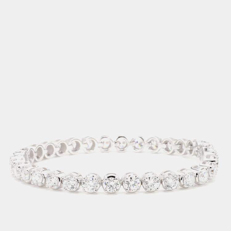 Pre Owned 10.11 cts Round Lab Grown Diamond 14k White Gold Luxe Tennis Bracelet
