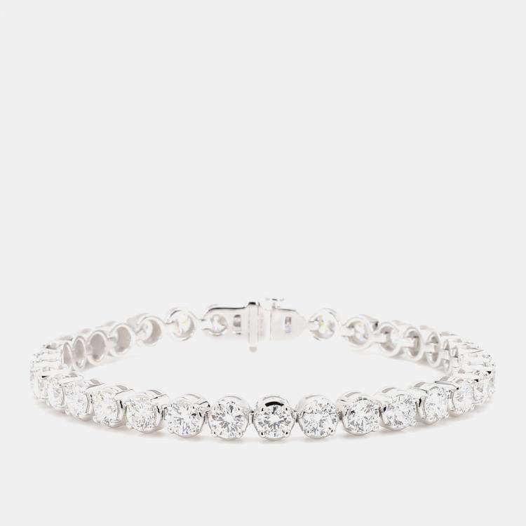 Pre Owned 10.11 cts Round Lab Grown Diamond 14k White Gold Luxe Tennis Bracelet