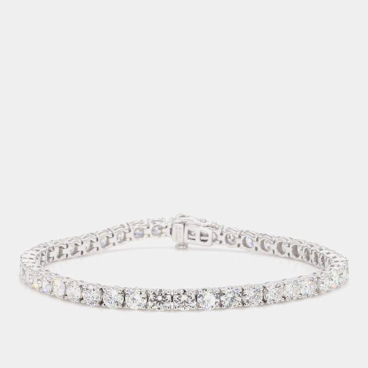 Pre Owned 10.12 cts Round Lab Grown Diamond 14k White Gold Classic Tennis Bracelet