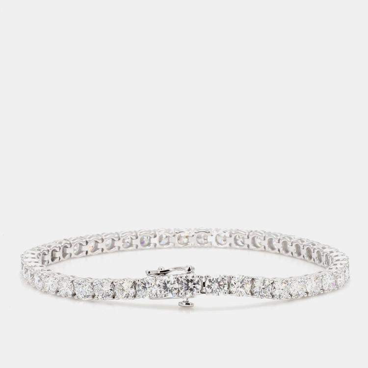 Pre Owned 10.12 cts Round Lab Grown Diamond 14k White Gold Classic Tennis Bracelet