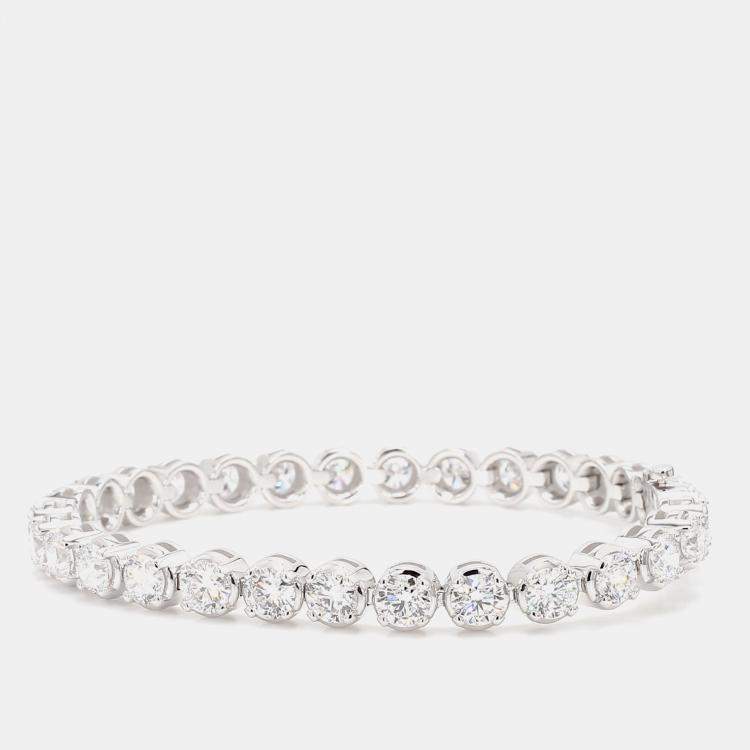 Pre Owned 12.11 cts Round Lab Grown Diamond 14k White Gold Luxe Tennis Bracelet