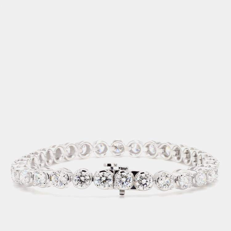 Pre Owned 12.11 cts Round Lab Grown Diamond 14k White Gold Luxe Tennis Bracelet