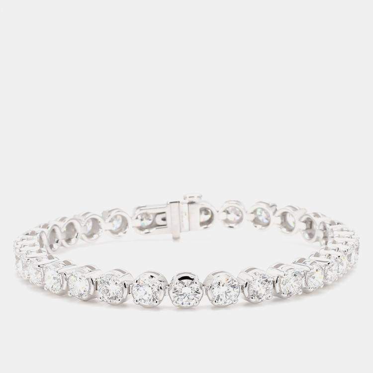 Pre Owned 12.11 cts Round Lab Grown Diamond 14k White Gold Luxe Tennis Bracelet