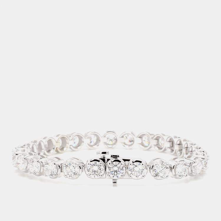 Pre Owned 14.98 cts Round Lab Grown Diamond 14k White Gold Luxe Tennis Bracelet