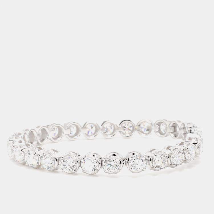 Pre Owned 14.98 cts Round Lab Grown Diamond 14k White Gold Luxe Tennis Bracelet