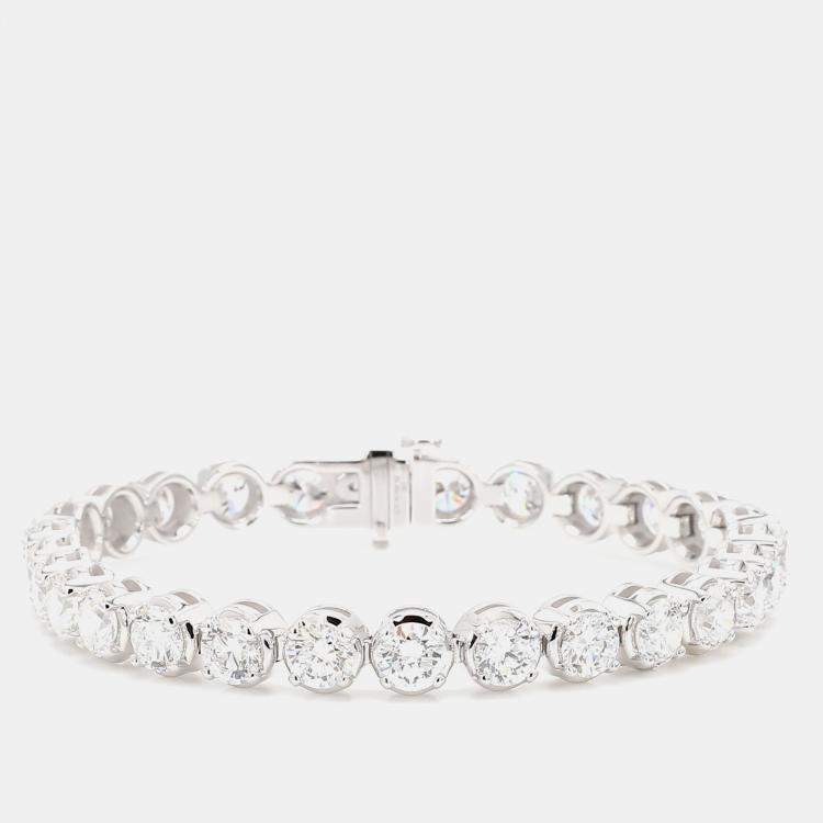 Pre Owned 14.98 cts Round Lab Grown Diamond 14k White Gold Luxe Tennis Bracelet