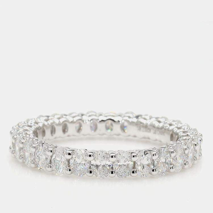 Pre Owned 2.04 cts Oval Lab Grown Diamond 14k White Gold Eternity Band US 7