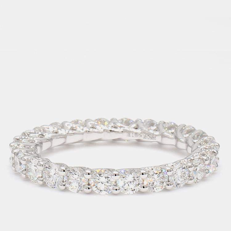 Pre Owned 2.14 cts Round Lab Grown Diamond 14k White Gold Eternity Band US 7