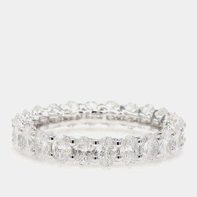 Pre Owned 3.00 cts Round Lab Grown Diamond 14k White Gold Eternity Band US 7