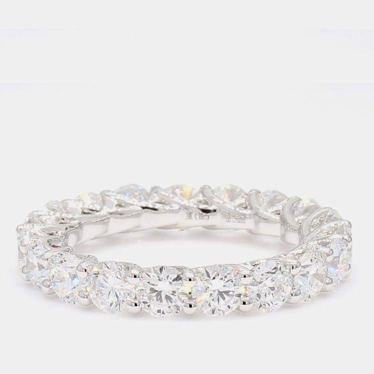 Pre Owned 3.99 cts Round Lab Grown Diamond 14k White Gold Eternity Band US 7