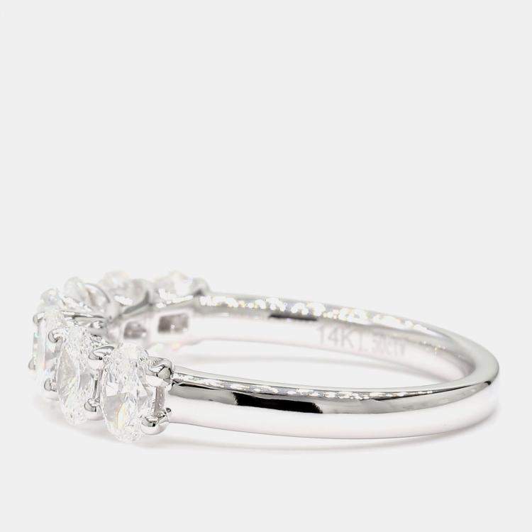 Pre Owned 1.00 cts Round Lab Grown Diamond 14k White Gold 7 Stone Wedding Band US 7