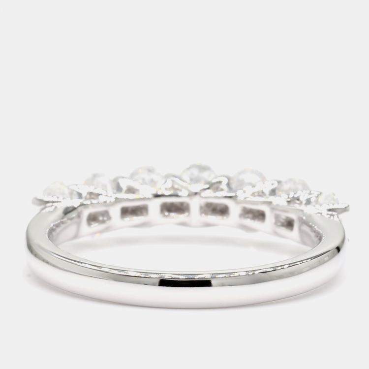 Pre Owned 1.00 cts Round Lab Grown Diamond 14k White Gold 7 Stone Wedding Band US 7