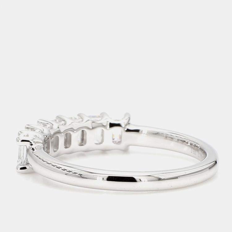 Pre Owned 1.02 cts Emerald Lab Grown Diamond 14k White Gold 7 Stone Wedding Band