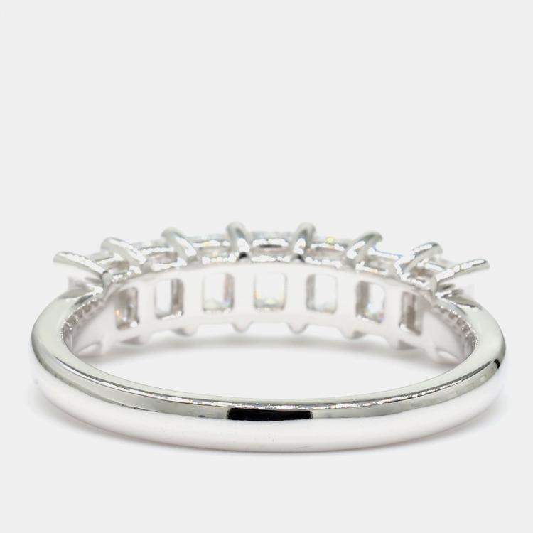 Pre Owned 1.51 cts Emerald Lab Grown Diamond 14k White Gold 7 Stone Wedding Band