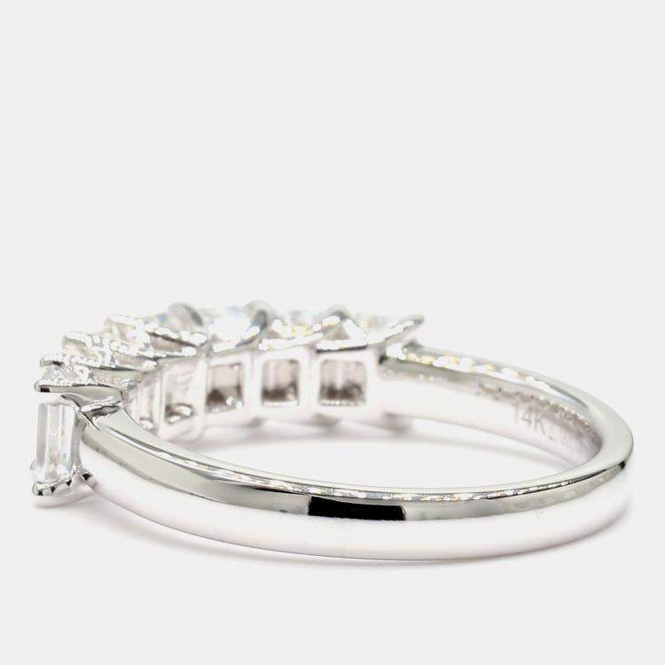 مملوكة مسبقًا 2.01 cts Emerald Lab Grown Diamond 14k White Gold 7 Stone Wedding Band