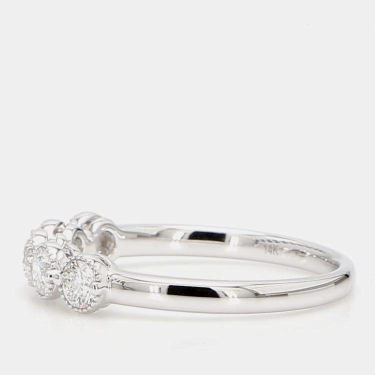 مملوكة مسبقًا 0.50 cts Round Lab Grown Diamond 14k White Gold 5 Stone Wedding Band