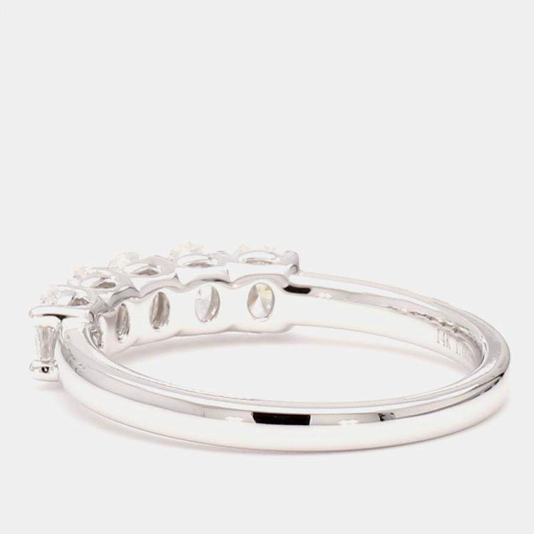 مملوكة مسبقًا 1.00 cts Oval Lab Grown Diamond 14k White Gold 5 Stone Wedding Band US 7