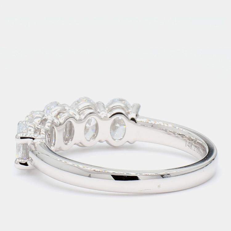 مملوكة مسبقًا 2.00 cts Oval Lab Grown Diamond 14k White Gold 5 Stone Wedding Band US 7