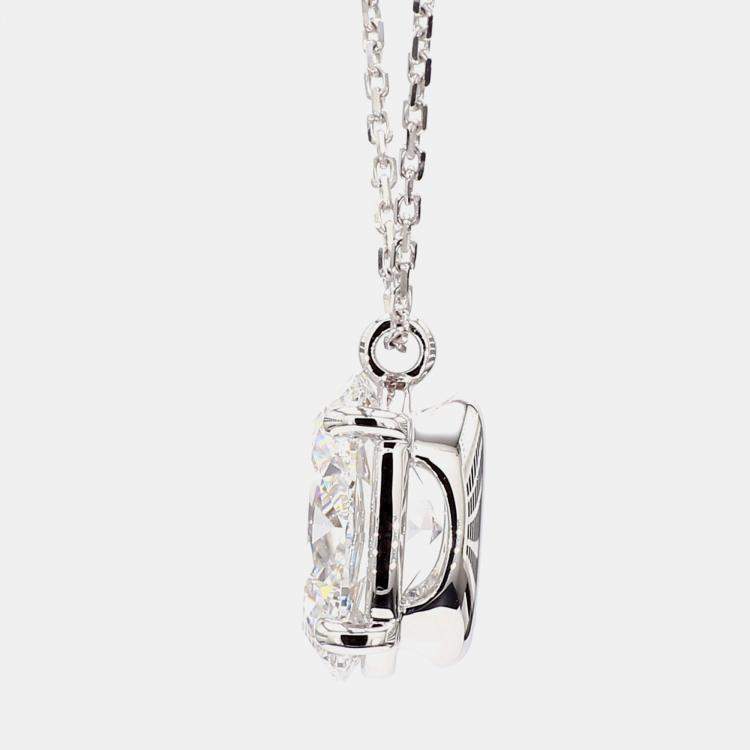 Pre Owned 4.00 cts Oval Lab Grown Diamond 14k White Gold Solitaire Pendant 16