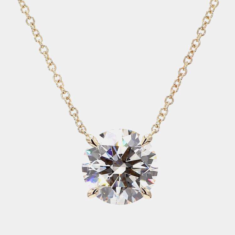 Pre Owned 5.36 cts Round Lab Grown Diamond 14k Yellow Gold Solitaire Pendant 16