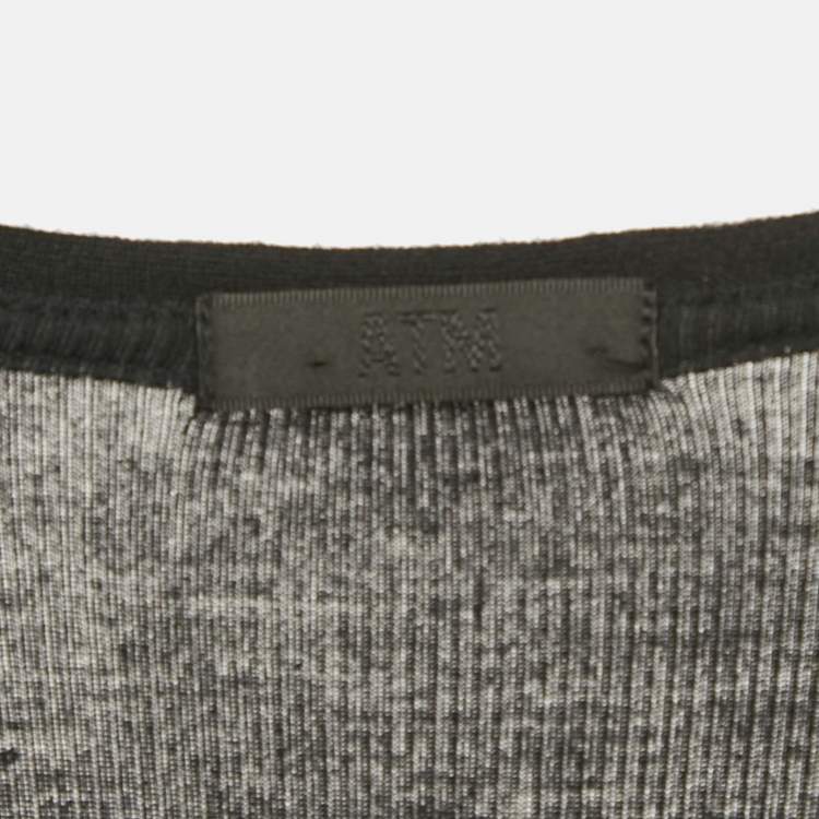 Pre Owned ATM Black Rib Knit V-Neck Top XS