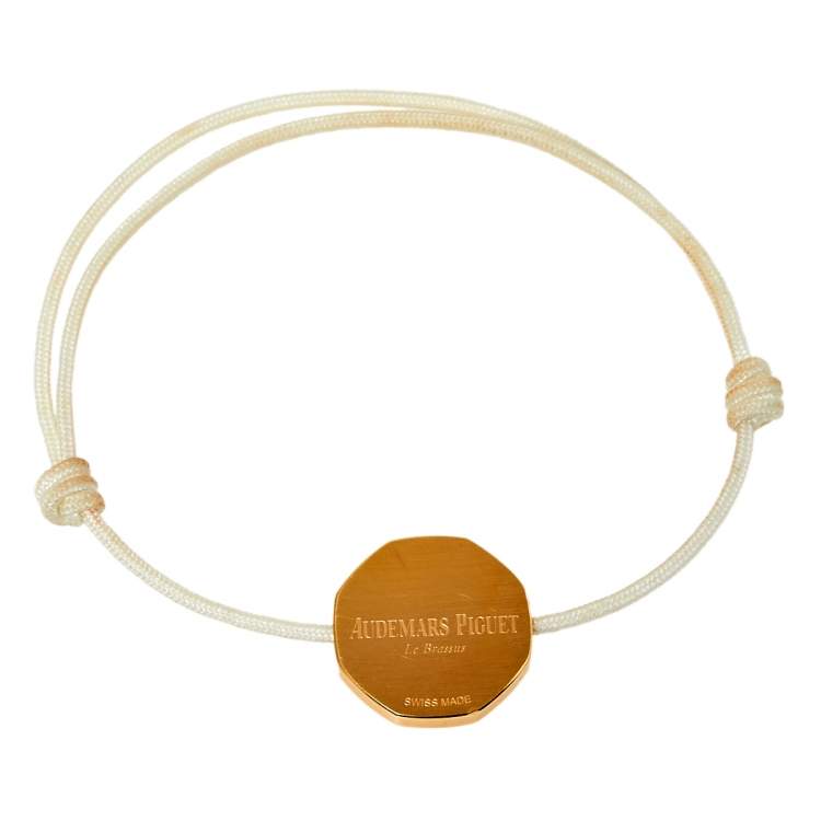 Pre Owned Audemars Piguet White Royal Oak Gold Plated Cord Bracelet