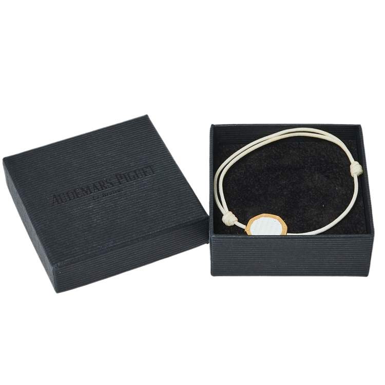 Pre Owned Audemars Piguet White Royal Oak Gold Plated Cord Bracelet