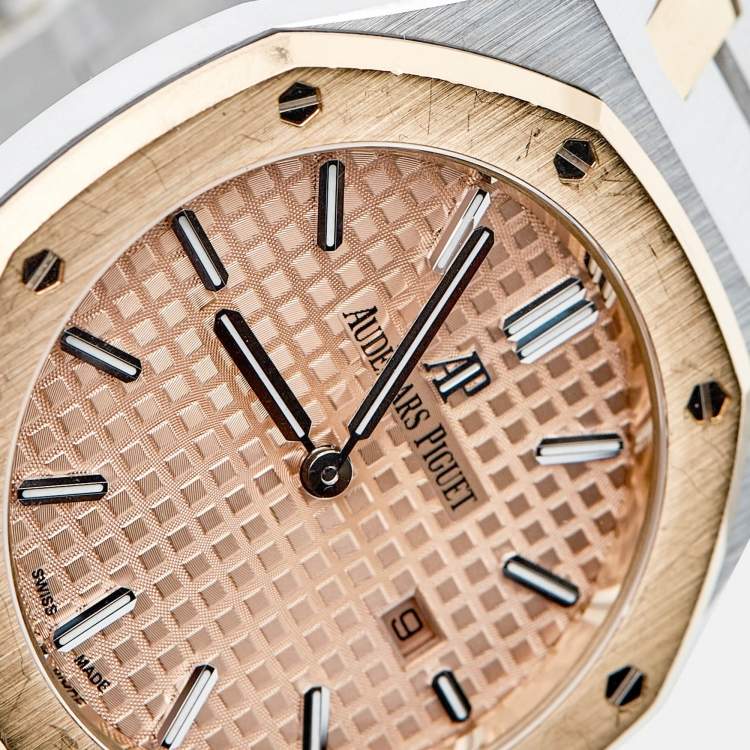 Pre Owned Audemars Piguet 18K Rose Gold Stainless Steel Royal Oak 67650SR.OO.1261SR.01 Women's Wristwatch 33 mm