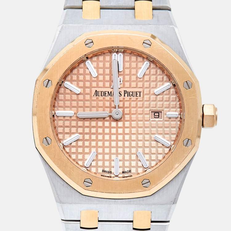Pre Owned Audemars Piguet 18K Rose Gold Stainless Steel Royal Oak 67650SR.OO.1261SR.01 Women's Wristwatch 33 mm