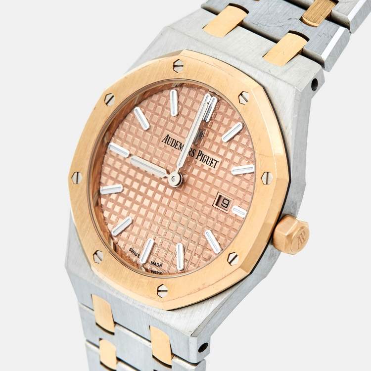 Pre Owned Audemars Piguet 18K Rose Gold Stainless Steel Royal Oak 67650SR.OO.1261SR.01 Women's Wristwatch 33 mm