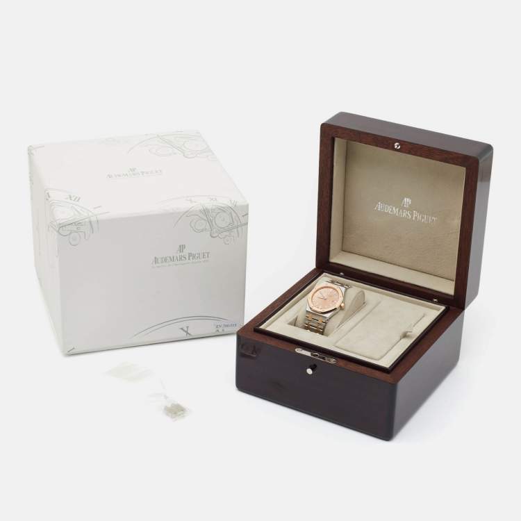 Pre Owned Audemars Piguet 18K Rose Gold Stainless Steel Royal Oak 67650SR.OO.1261SR.01 Women's Wristwatch 33 mm