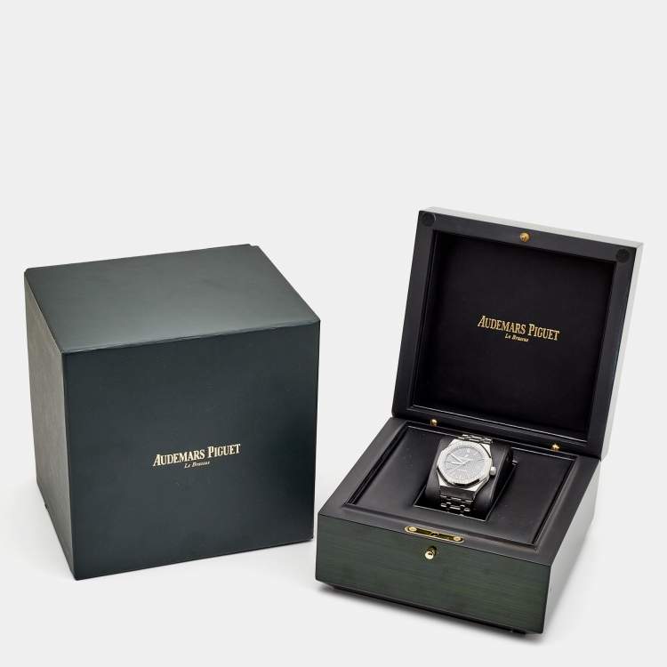 Pre Owned Audemars Piguet Grey Ruthenium “Grande Tapisserie” Stainless Steel Diamond Royal Oak 5451ST.ZZ.1256ST.02 Unisex Wristwatch 37 mm