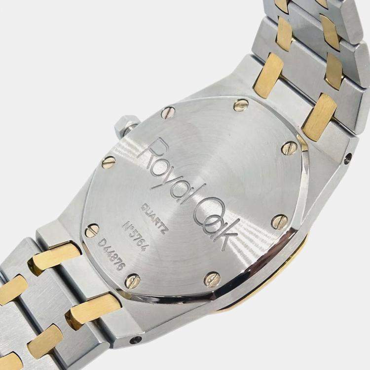 Pre Owned Audemars Piguet Black 18k Yellow Gold Stainless Steel Royal Oak 56303SA.OO.0789SA.01 Quartz Women's Wristwatch 33 mm