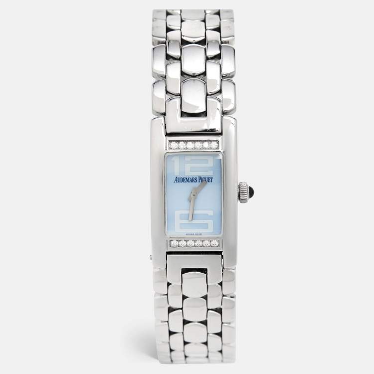 Pre Owned Audemars Piguet Blue Stainless Steel Diamond Promesse 67259ST.ZZ.1156ST03 Women's Wristwatch 20 mm