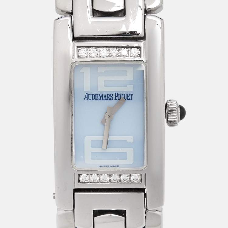 Pre Owned Audemars Piguet Blue Stainless Steel Diamond Promesse 67259ST.ZZ.1156ST03 Women's Wristwatch 20 mm