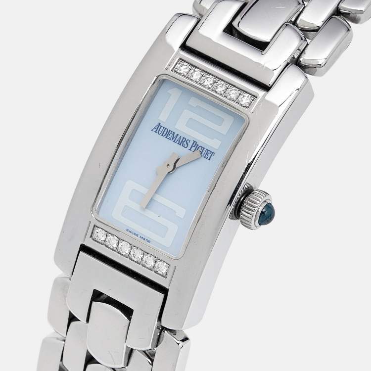 Pre Owned Audemars Piguet Blue Stainless Steel Diamond Promesse 67259ST.ZZ.1156ST03 Women's Wristwatch 20 mm
